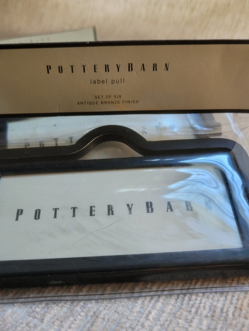Pottery Barn Antique Bronze Label Pulls - Bronze/Black Finish (Set of 5)